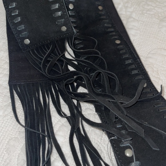 Free People Blaire Fringe Wrap Belt Suede Studded Wide Tie Waist - Picture 5 of 8